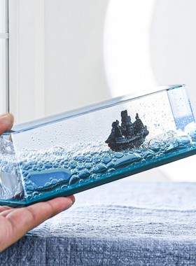 永不沉没翻船黑珍珠号游轮流体漂流瓶摆件海盗船桌面生日礼物男生
