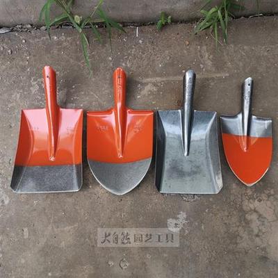 小钢锹花铲园艺挖土工具小号可携式锰钢车载尖头儿童铲子短木柄铁
