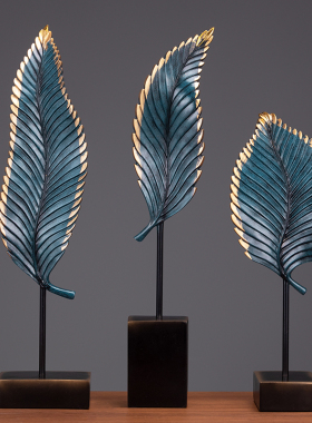 欧式家居树叶子摆件客厅玄关桌面装饰工艺礼品摆饰酒店轻奢摆设乔