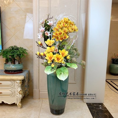 景德镇陶瓷落地大花瓶别墅欧式新中式客厅装饰摆件玄关插花器干燥