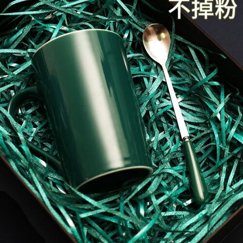 gift lined with shredded paperC filling, colored packing box