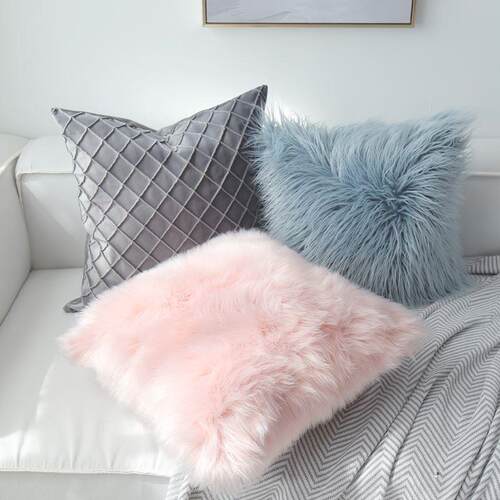 Plush pillowcase sofa cuushion cover long hair pillow case