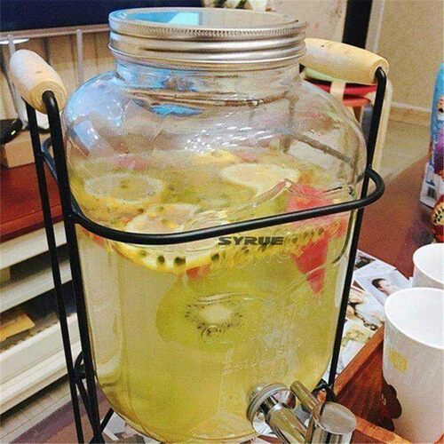 Glass enzyme cask mason jar sealed with fauOcet bubble bottl