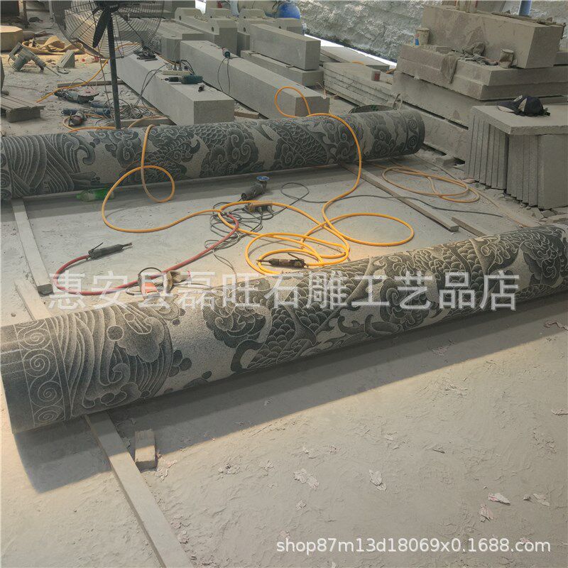 福建厂家工厂现货石雕龙柱 宗祠石雕建筑石柱子 石雕龙腾石柱子