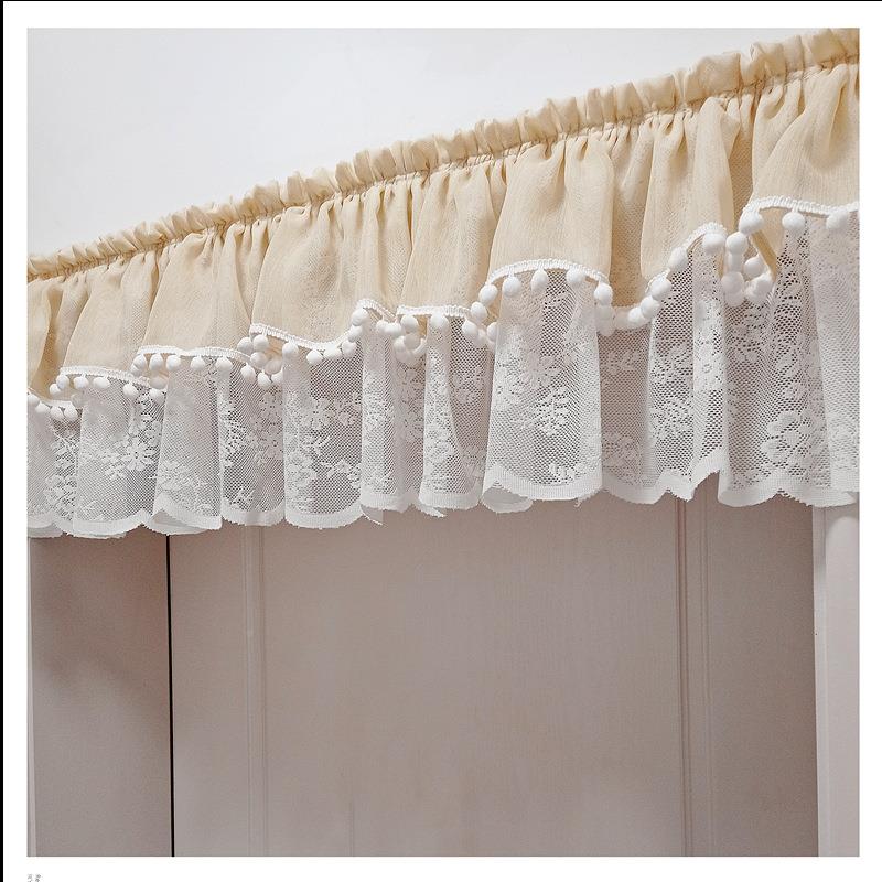 双层纱WQG帘头帷幔田园短帘帘半门自粘魔术贴防尘小窗橱柜飘窗帘