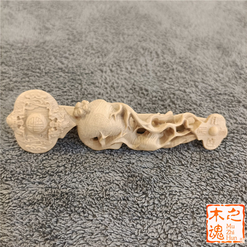 小叶黄杨木雕刻手把玩件男士随身文玩人参如意汽车挂件装饰工艺品