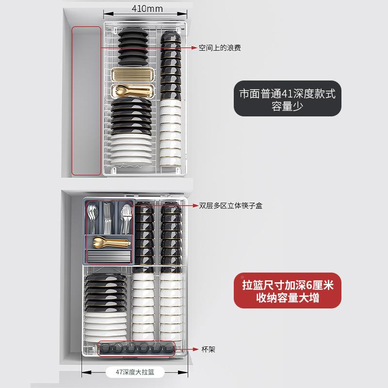 柜篮厨房橱双层抽屉式碗柜锈钢碗篮阻尼缓拉冲厨DSB柜调味拉不蓝