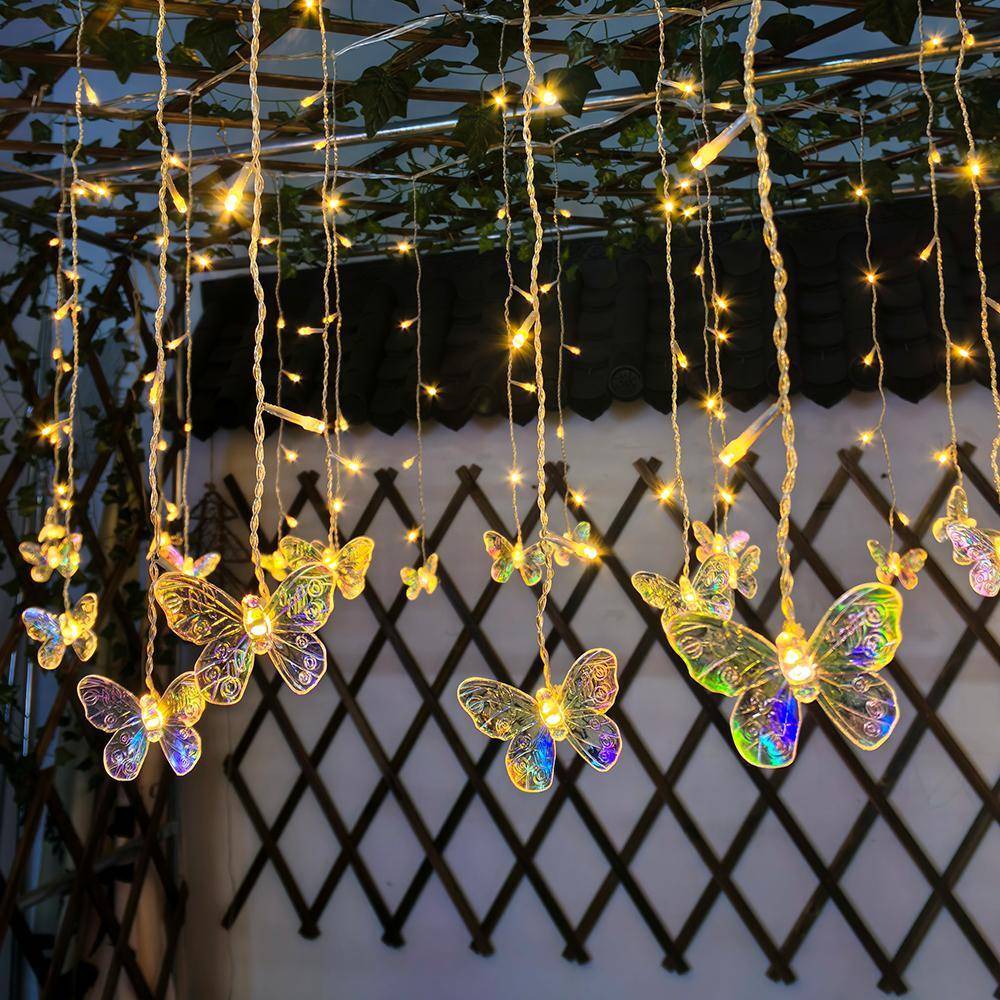 太阳能冰蝴蝶灯园串庭院花露灯台景观装饰夜市餐厅氛围条布BNV置