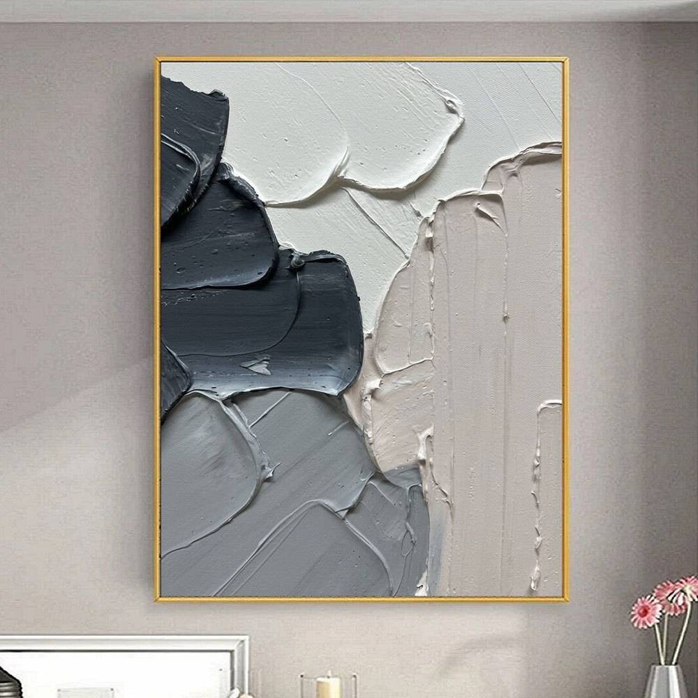 外贸诧寂风纯手绘油画大副抽象画廊玄关餐厅客厅装饰画肌理油画图片