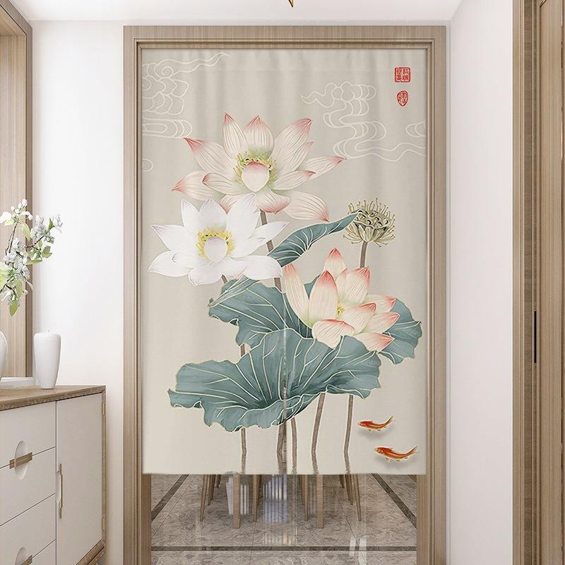 中式荷花门YQQ68155帘布帘卧断室厕所门门化解对挂卫帘大门厨房生