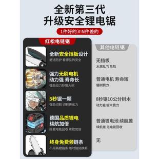 充锂电单手锯BII户外伐木型锯树 德锯国红松电锯家用小手持柴电式