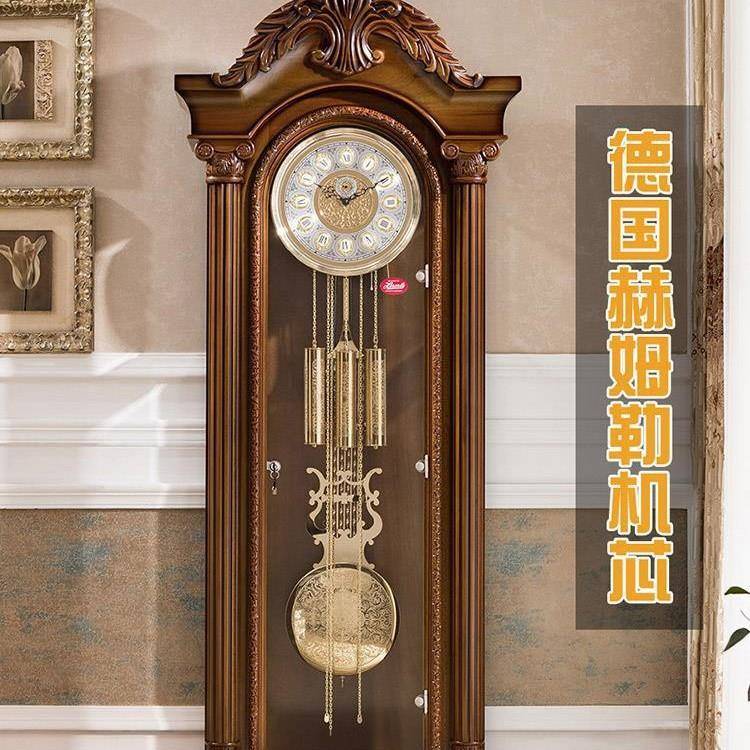 德国赫姆勒机芯欧式落地钟豪华客厅机械座钟实木雕花立钟古典铜钟