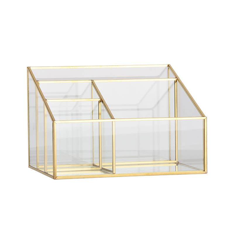 轻奢斜口玻璃收纳盒北欧桌面化妆品首饰格子置物架梳妆台杂物整理,收纳整理,首饰盒,淘宝优惠券,粉丝福利购,淘宝优惠卷