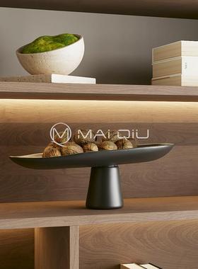 高级感小众软装饰品原木家居陶瓷花瓶侘寂风中古客厅酒柜桌面摆件