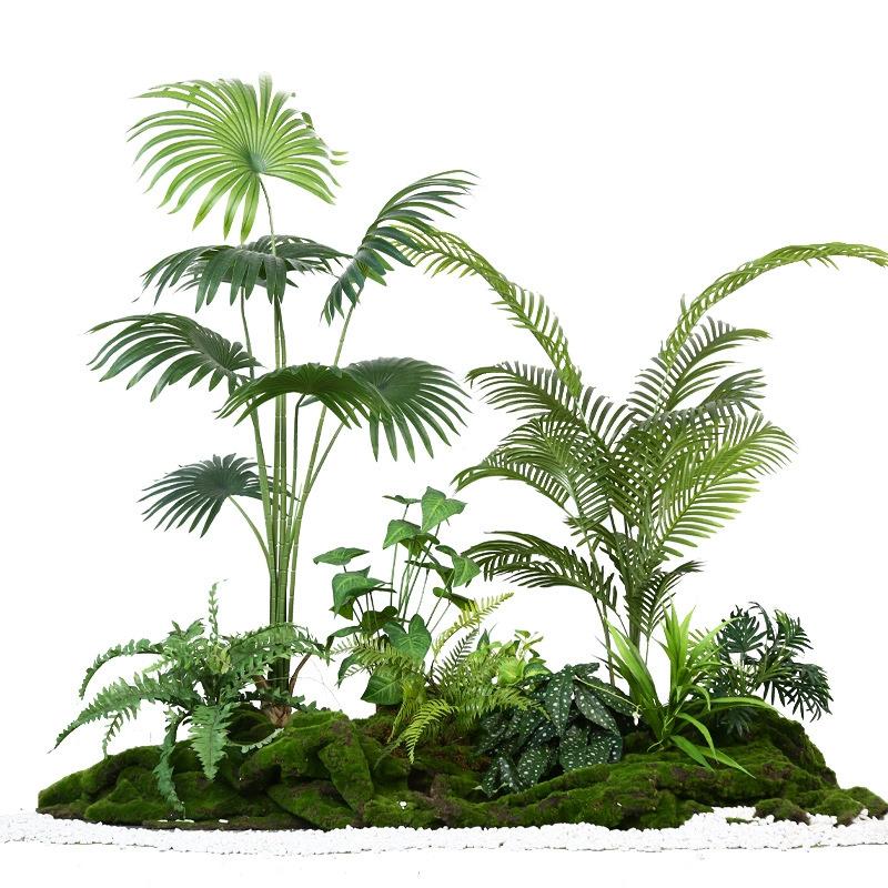 仿真绿植造景组合室内仿真植物盆栽橱窗假花装饰树楼梯下造景竹子