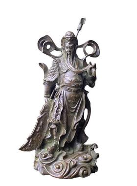 仿古收藏关公摆件复古办家居公室桌面装饰合金关二爷大刀关公摆件