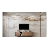 轻奢现代微晶石客厅电视背景墙瓷砖大理石材简约金属条边框新品