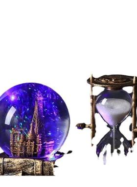 电视装饰品个性复古电视柜计时器酒柜漏计水晶装饰水晶球沙漏摆件