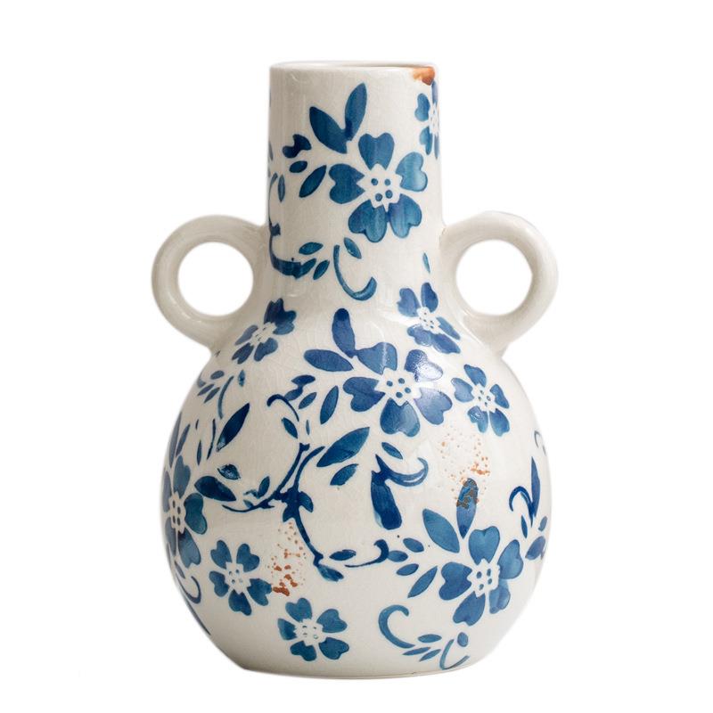 青花瓷复古陶花瓶装饰干花水培瓷器客厅玄关POB插高级花感摆花件