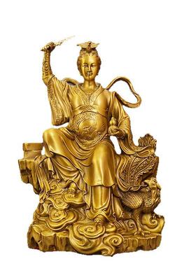 全铜黄铜九天玄女神像人物像摆件工艺品赵玄坛坐玄女元帅九天女神