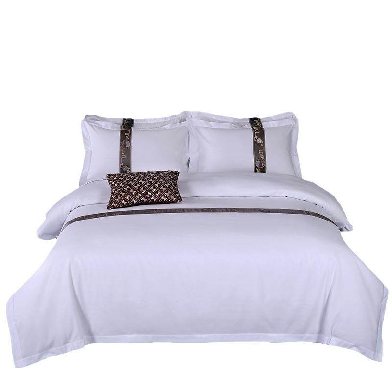 高档酒店床上用品民宿纯白四件套单双人床被子床垫枕芯全套组合装