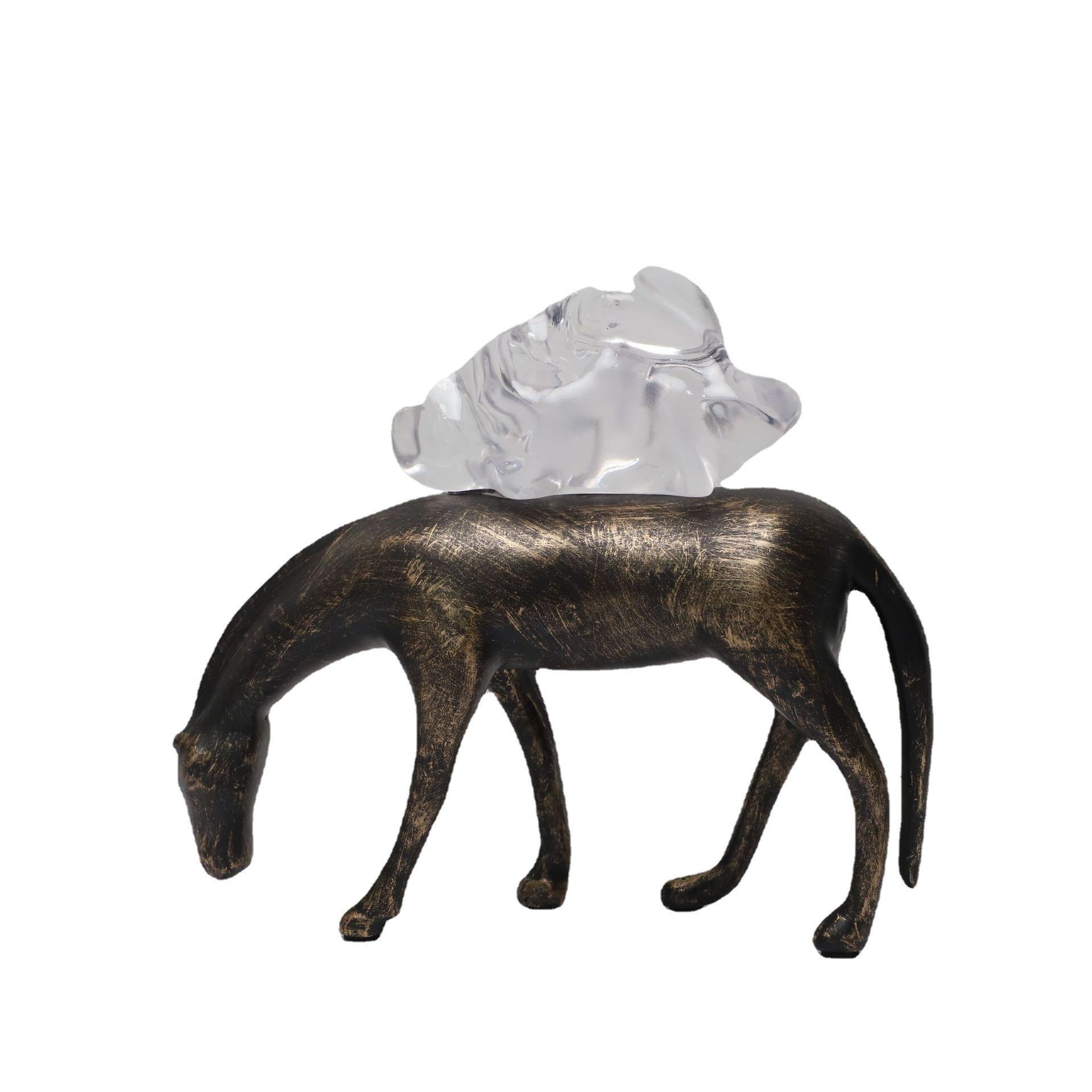 现代简约扫铜马驼货摆件样板房酒店居玄关0123客厅柜意茶几酒家创