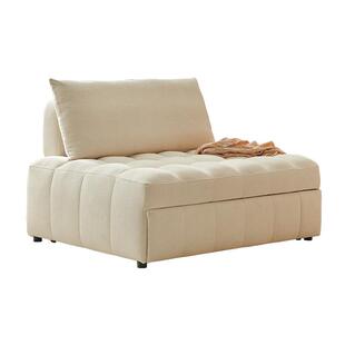 奶油风伸缩单人沙发床多功能小户型两用1米2双人布艺沙发折叠款