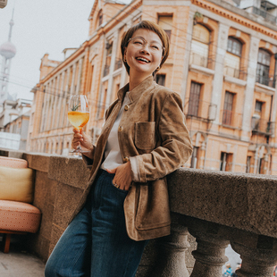 一支探戈丨小个子极简 山羊反绒皮老钱风鳄鱼纹小立领皮衣2619004