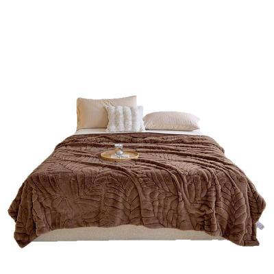 兔芭蕉叶双层加厚兔毛毛毯纯色剪花多功能办公室午睡盖毯空调毯