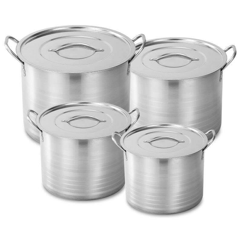 直销不锈钢汤锅套装加厚大容量多功能条纹汤桶商用饭店高蒸锅