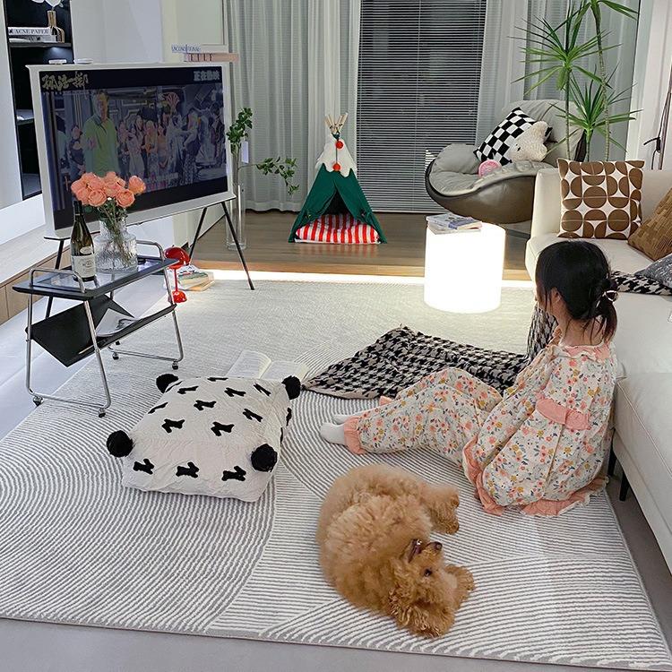 意式极简地毯素色客厅茶几毯侘寂风现代简约卧室满铺高级灰纯色毯