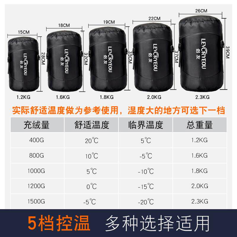 羽绒睡袋大人零下0度防寒户外鹅绒冬季露营寒区加厚20冬天超轻10