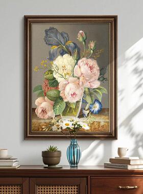 牡丹花卉手绘油画美式玄关装饰画餐厅卧室挂画轻奢级感2026新款