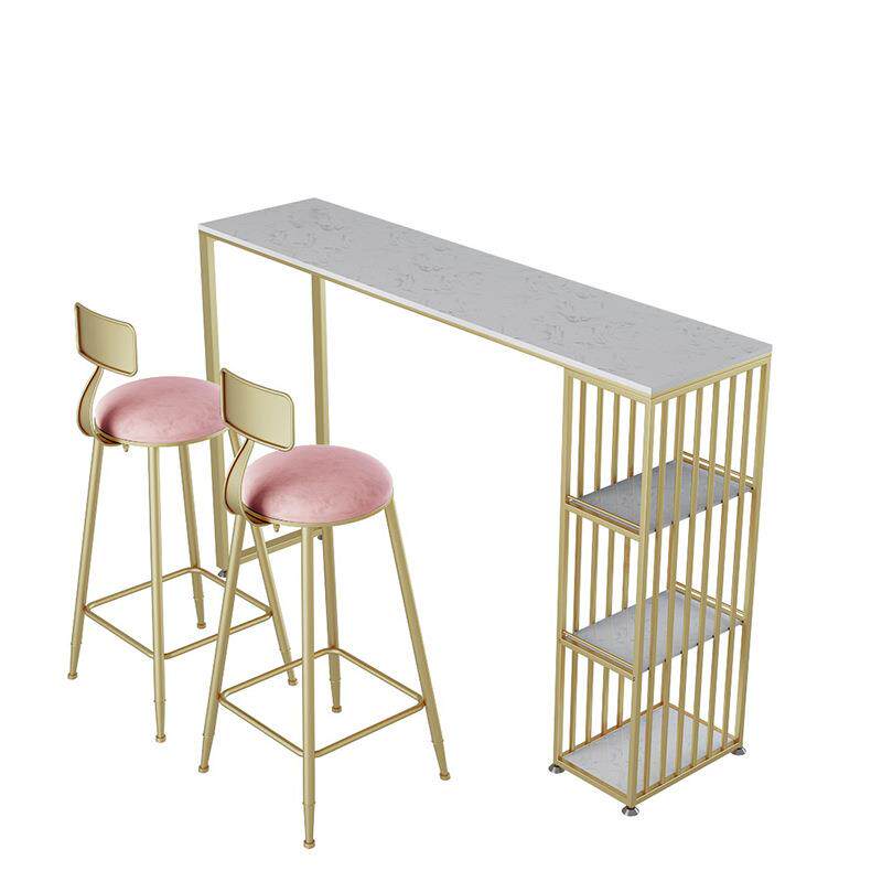 现代简约大理石吧台桌轻奢客厅靠墙吧桌椅咖啡厅酒吧休闲吧台桌