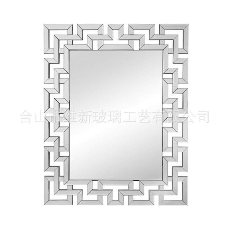 外贸轻奢方形银镜玻璃卫生间魔镜浴室柜镜子手工木质艺术挂镜