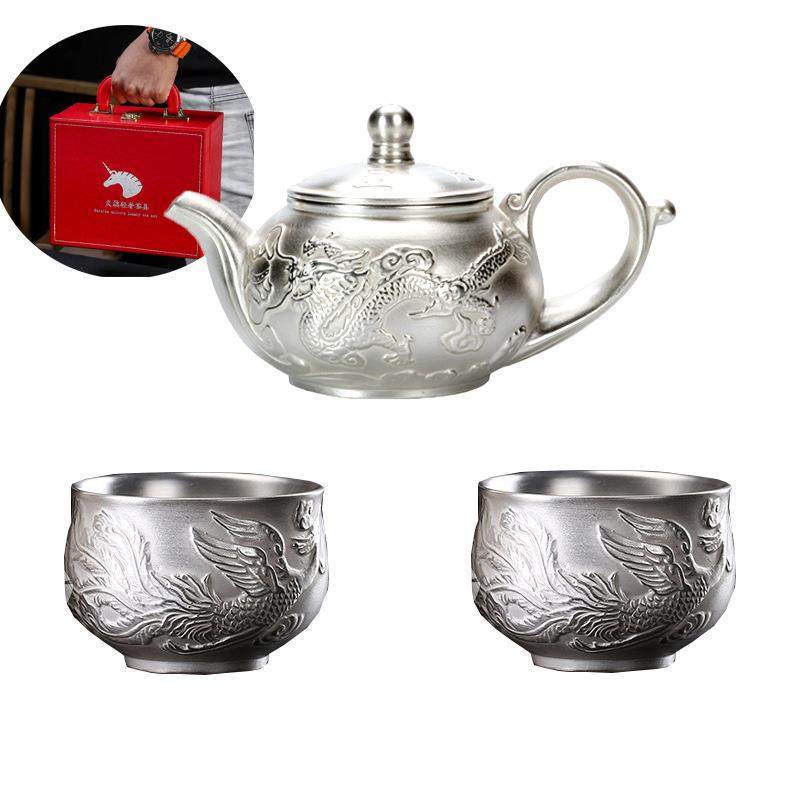 礼品茶具便捷旅行一茶壶两茶杯真银包银鎏银功夫盖碗茶杯整套养生,餐饮具,茶壶,淘宝优惠券,粉丝福利购,淘宝优惠卷