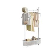 落地晾衣架室内家用可移动加厚挂衣架网篮收纳衣物置物架移动便捷