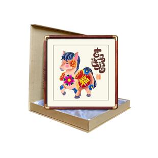 厂家直销蔚县剪纸窗花十二生肖彩色套色立体剪纸实木画框成品属相