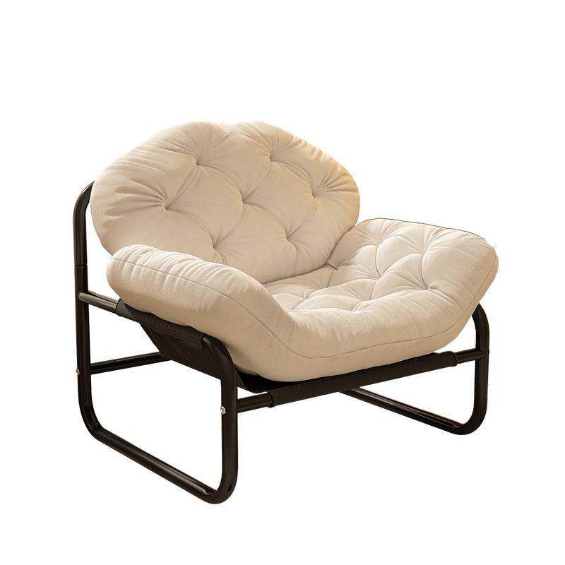 单人沙发椅简约轻奢侘寂椅客厅懒人休闲躺椅奶油中古风格黑色椅子