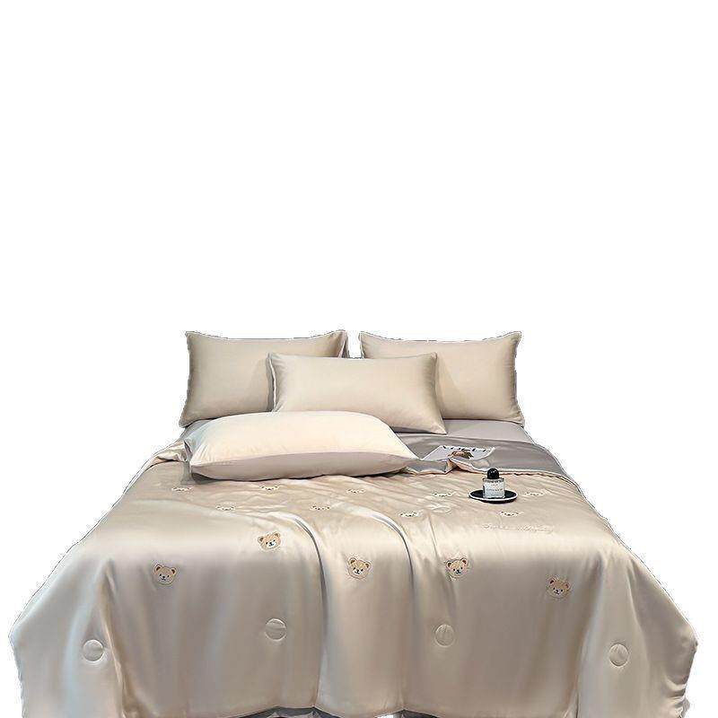 夏天冰丝夏凉被四件套夏季丝滑裸睡空调被单人薄被子可机水洗夏被