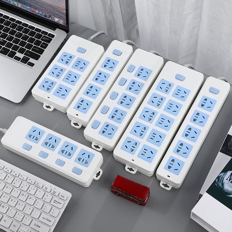 家用十孔插板有线插排独立开关插线板办公室1.8米3米线带线拖线板