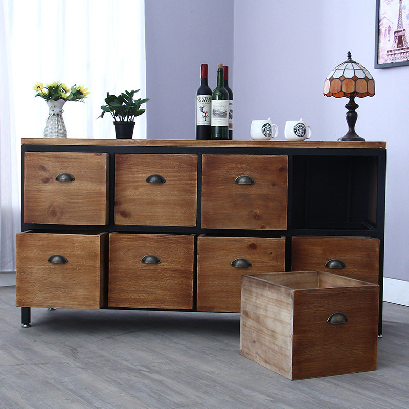 loft美式乡村复古创意铁艺实木斗柜工业风8斗橱柜多功能抽屉柜子,电子元器件市场,电线扎带/束线带,淘宝优惠券,粉丝福利购,淘宝优惠卷