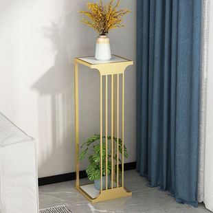 花架置物架阳台北欧大理石台面室内摆件电视柜旁花架子客厅落地式