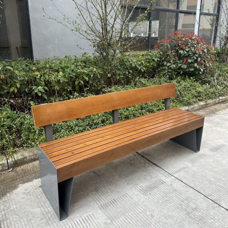 出口实木简约双人靠背户外长椅