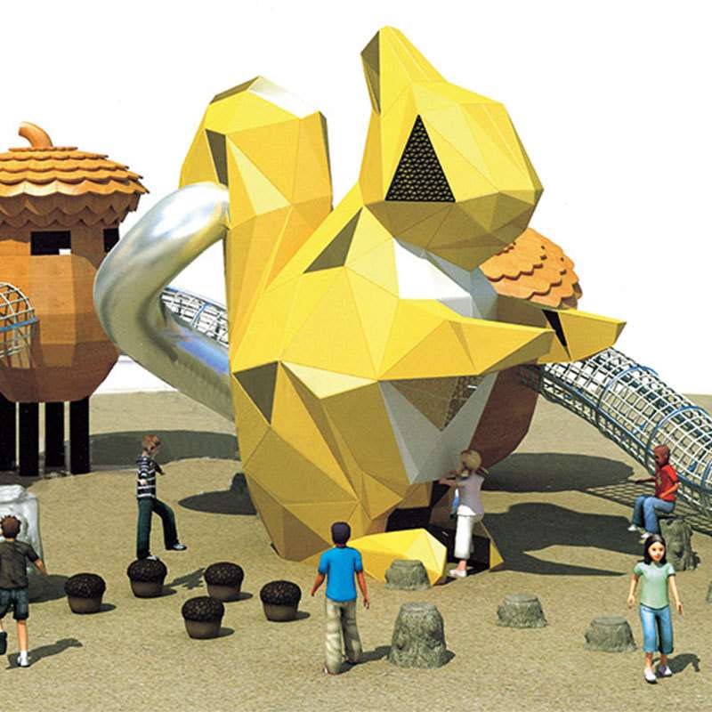 小区儿童游乐设备规划设计大型无动力松鼠松塔造型橡果组合滑梯