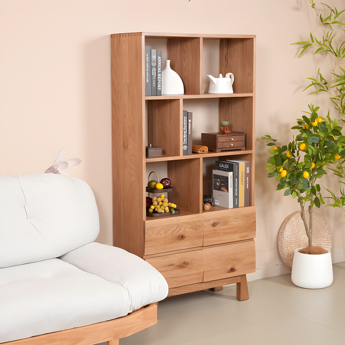 客厅置物柜沙发旁卧室边柜实木办公室书柜书架储物柜书房简约柜子