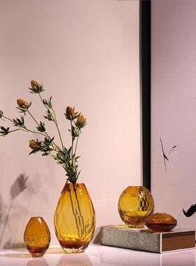创意轻奢水晶琉璃玻璃花瓶北欧透明摆件简约客厅插花干花装饰细口