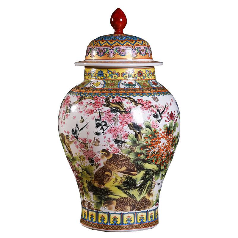 景德镇瓷将军陶瓷粉彩中式器花瓶DEE家件居客厅装饰工艺品大摆手