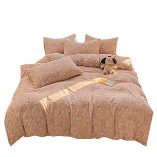 新款加厚云感棉双层纱四件套小碎花被套床单床笠款学生三件套