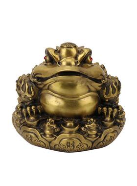 铜金蟾摆件八方纳财金蟾蟾蜍九子蟾元宝金蟾